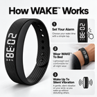 How WAKE™ works: set an alarm, wear the bracelet to bed and receive a vibration alert