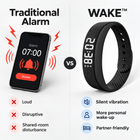 Comparison graphic of an audible phone alarm and the WAKE™ vibrating bracelet